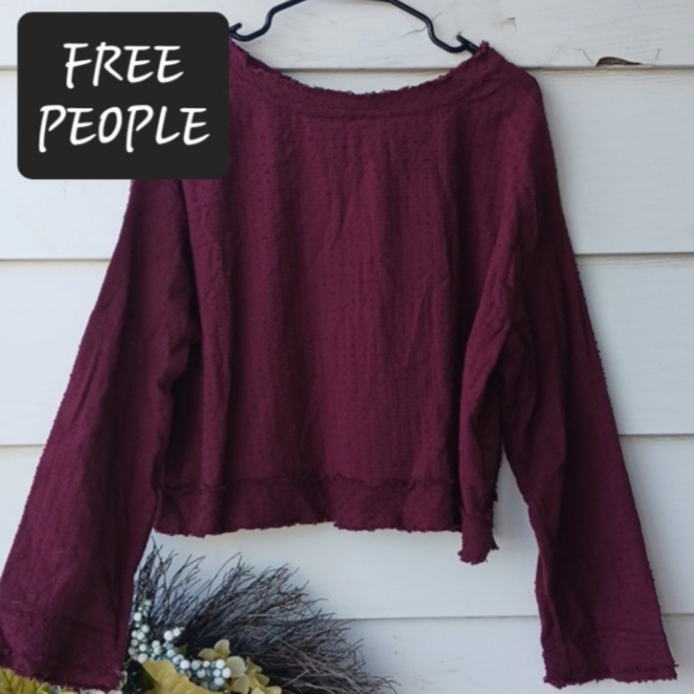 Free people top blouse long sleeve womens size medium open back